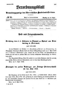 Verordnungsblatt für die Verwaltungszweige des österreichischen Handelsministeriums 18560419 Seite: 1