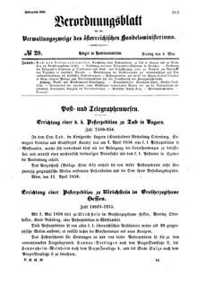 Verordnungsblatt für die Verwaltungszweige des österreichischen Handelsministeriums 18560509 Seite: 1