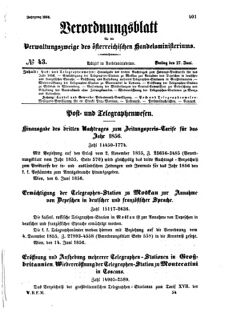 Verordnungsblatt für die Verwaltungszweige des österreichischen Handelsministeriums 18560627 Seite: 1