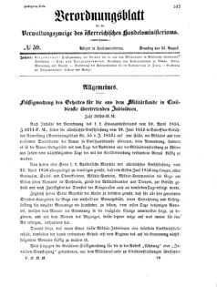 Verordnungsblatt für die Verwaltungszweige des österreichischen Handelsministeriums 18560823 Seite: 1