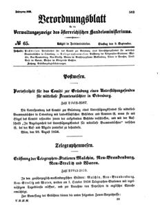 Verordnungsblatt für die Verwaltungszweige des österreichischen Handelsministeriums 18560909 Seite: 1