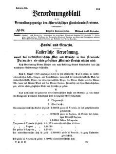 Verordnungsblatt für die Verwaltungszweige des österreichischen Handelsministeriums 18560917 Seite: 1