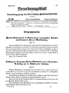 Verordnungsblatt für die Verwaltungszweige des österreichischen Handelsministeriums 18560919 Seite: 1