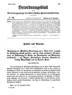 Verordnungsblatt für die Verwaltungszweige des österreichischen Handelsministeriums 18560927 Seite: 1