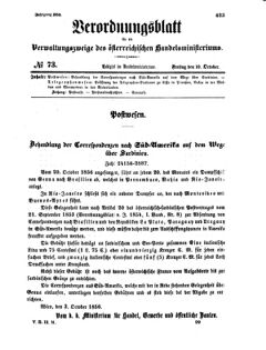 Verordnungsblatt für die Verwaltungszweige des österreichischen Handelsministeriums 18561010 Seite: 1