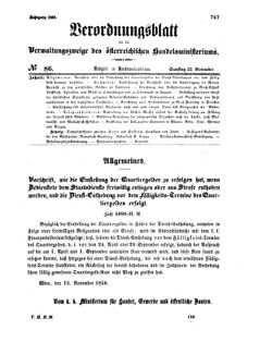 Verordnungsblatt für die Verwaltungszweige des österreichischen Handelsministeriums 18561122 Seite: 1