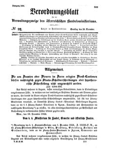 Verordnungsblatt für die Verwaltungszweige des österreichischen Handelsministeriums 18561220 Seite: 1