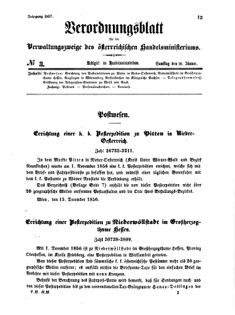 Verordnungsblatt für die Verwaltungszweige des österreichischen Handelsministeriums 18570110 Seite: 1