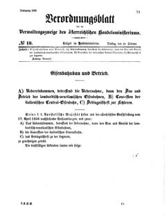 Verordnungsblatt für die Verwaltungszweige des österreichischen Handelsministeriums 18570210 Seite: 1