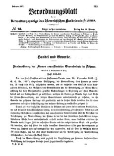 Verordnungsblatt für die Verwaltungszweige des österreichischen Handelsministeriums 18570220 Seite: 1