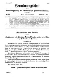 Verordnungsblatt für die Verwaltungszweige des österreichischen Handelsministeriums 18570304 Seite: 1