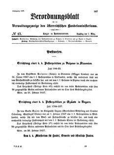 Verordnungsblatt für die Verwaltungszweige des österreichischen Handelsministeriums 18570307 Seite: 1