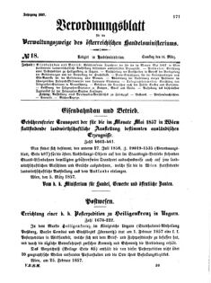 Verordnungsblatt für die Verwaltungszweige des österreichischen Handelsministeriums 18570314 Seite: 1