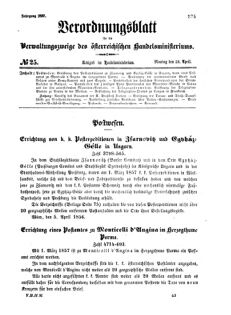 Verordnungsblatt für die Verwaltungszweige des österreichischen Handelsministeriums 18570420 Seite: 1