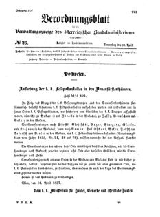 Verordnungsblatt für die Verwaltungszweige des österreichischen Handelsministeriums 18570423 Seite: 1