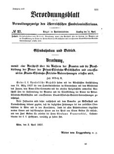 Verordnungsblatt für die Verwaltungszweige des österreichischen Handelsministeriums 18570425 Seite: 1