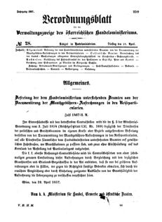 Verordnungsblatt für die Verwaltungszweige des österreichischen Handelsministeriums 18570428 Seite: 1