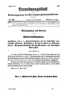 Verordnungsblatt für die Verwaltungszweige des österreichischen Handelsministeriums 18570429 Seite: 1