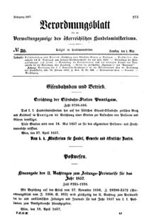 Verordnungsblatt für die Verwaltungszweige des österreichischen Handelsministeriums 18570502 Seite: 1