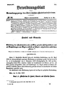 Verordnungsblatt für die Verwaltungszweige des österreichischen Handelsministeriums 18570530 Seite: 1