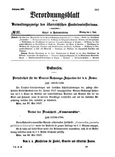 Verordnungsblatt für die Verwaltungszweige des österreichischen Handelsministeriums 18570608 Seite: 1