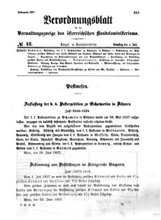 Verordnungsblatt für die Verwaltungszweige des österreichischen Handelsministeriums 18570704 Seite: 1