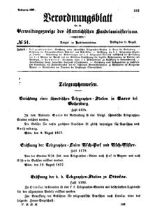 Verordnungsblatt für die Verwaltungszweige des österreichischen Handelsministeriums 18570825 Seite: 1