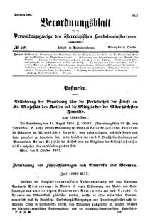 Verordnungsblatt für die Verwaltungszweige des österreichischen Handelsministeriums 18571012 Seite: 1