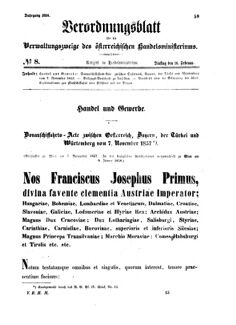 Verordnungsblatt für die Verwaltungszweige des österreichischen Handelsministeriums 18580216 Seite: 1