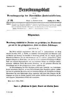 Verordnungsblatt für die Verwaltungszweige des österreichischen Handelsministeriums 18580313 Seite: 1