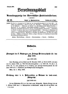 Verordnungsblatt für die Verwaltungszweige des österreichischen Handelsministeriums 18580410 Seite: 1