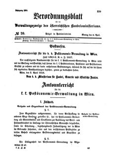 Verordnungsblatt für die Verwaltungszweige des österreichischen Handelsministeriums 18580419 Seite: 1