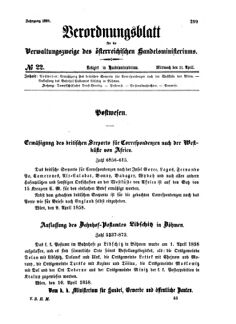 Verordnungsblatt für die Verwaltungszweige des österreichischen Handelsministeriums 18580421 Seite: 1