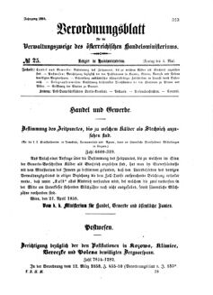 Verordnungsblatt für die Verwaltungszweige des österreichischen Handelsministeriums 18580503 Seite: 1