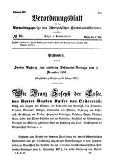 Verordnungsblatt für die Verwaltungszweige des österreichischen Handelsministeriums 18580517 Seite: 1