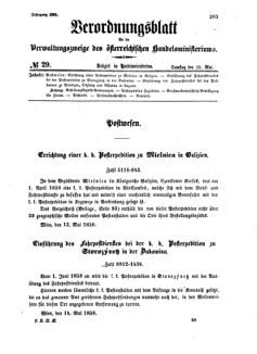 Verordnungsblatt für die Verwaltungszweige des österreichischen Handelsministeriums 18580522 Seite: 1