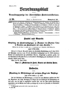 Verordnungsblatt für die Verwaltungszweige des österreichischen Handelsministeriums 18580712 Seite: 1