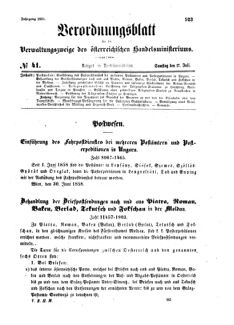 Verordnungsblatt für die Verwaltungszweige des österreichischen Handelsministeriums 18580717 Seite: 1