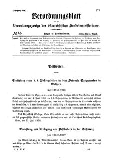 Verordnungsblatt für die Verwaltungszweige des österreichischen Handelsministeriums 18580813 Seite: 1