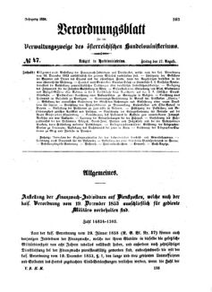 Verordnungsblatt für die Verwaltungszweige des österreichischen Handelsministeriums 18580827 Seite: 1