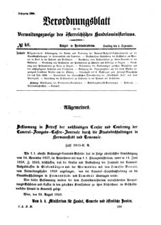 Verordnungsblatt für die Verwaltungszweige des österreichischen Handelsministeriums 18580904 Seite: 1