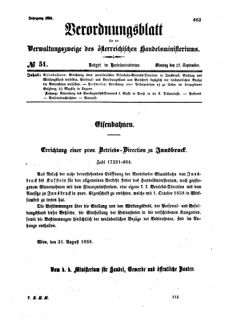 Verordnungsblatt für die Verwaltungszweige des österreichischen Handelsministeriums 18580927 Seite: 1