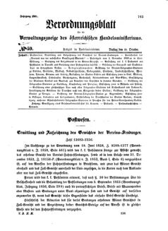 Verordnungsblatt für die Verwaltungszweige des österreichischen Handelsministeriums 18581019 Seite: 1