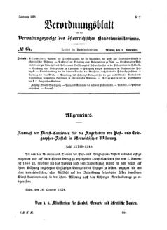 Verordnungsblatt für die Verwaltungszweige des österreichischen Handelsministeriums 18581108 Seite: 1