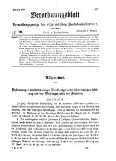 Verordnungsblatt für die Verwaltungszweige des österreichischen Handelsministeriums 18581203 Seite: 1