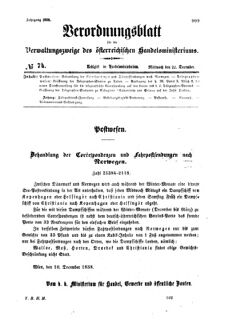 Verordnungsblatt für die Verwaltungszweige des österreichischen Handelsministeriums 18581222 Seite: 1