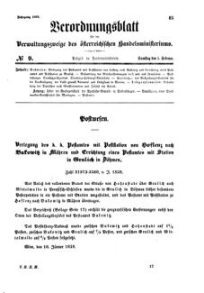 Verordnungsblatt für die Verwaltungszweige des österreichischen Handelsministeriums 18590205 Seite: 1