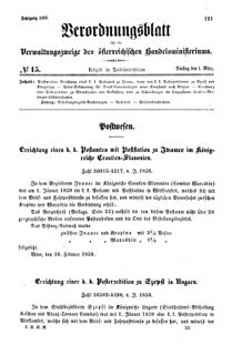 Verordnungsblatt für die Verwaltungszweige des österreichischen Handelsministeriums 18590301 Seite: 1