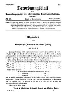 Verordnungsblatt für die Verwaltungszweige des österreichischen Handelsministeriums 18590309 Seite: 1