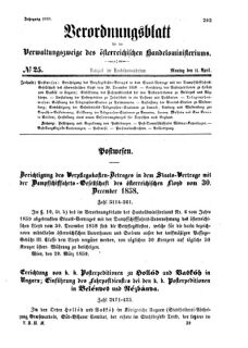 Verordnungsblatt für die Verwaltungszweige des österreichischen Handelsministeriums 18590411 Seite: 1